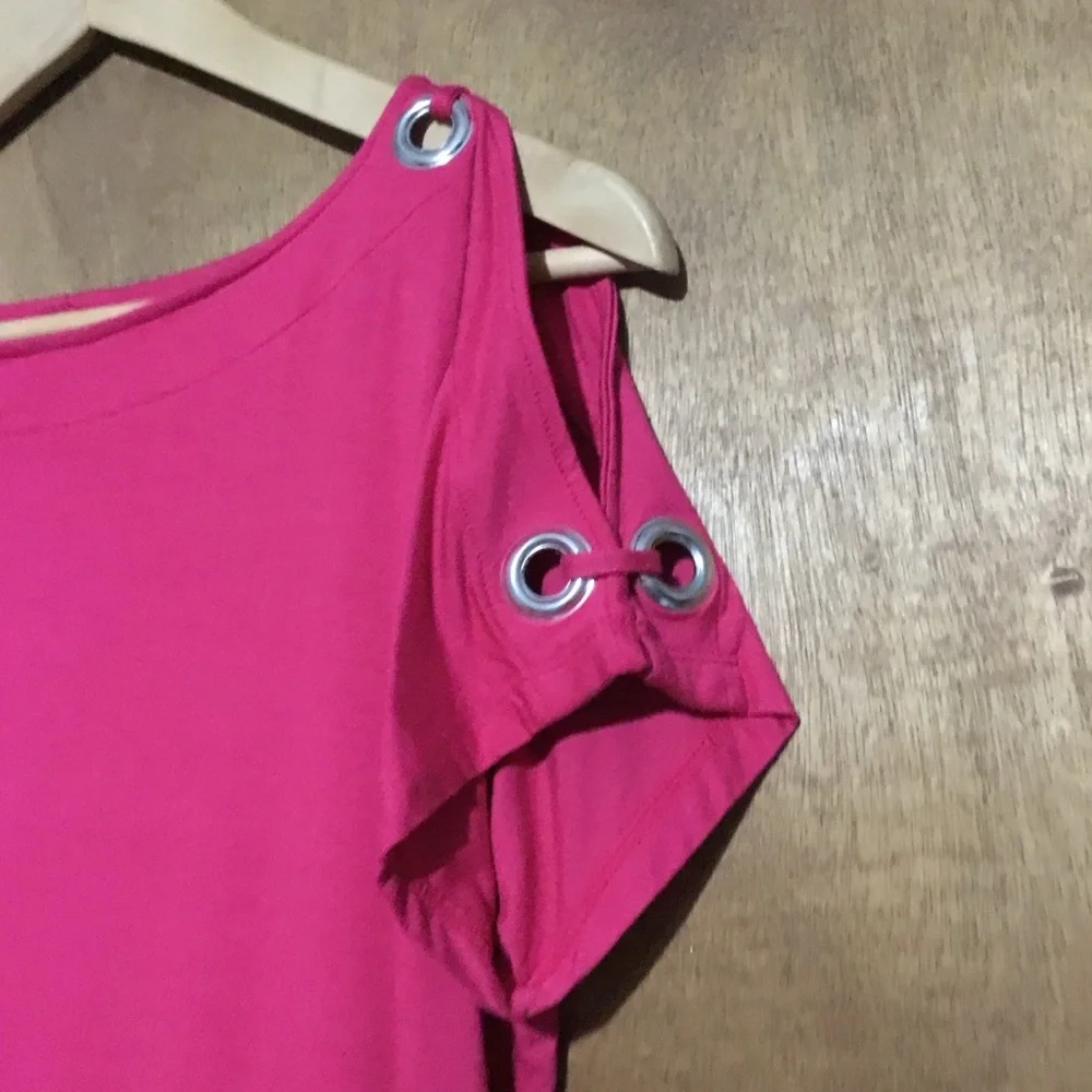 Pink Cold Shoulder Top - Picture 2 of 6